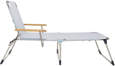 Preview: FIAM® Liegestuhl AMIGO 40+ Grau/Weiss mit Armlehnen/Eschenholz